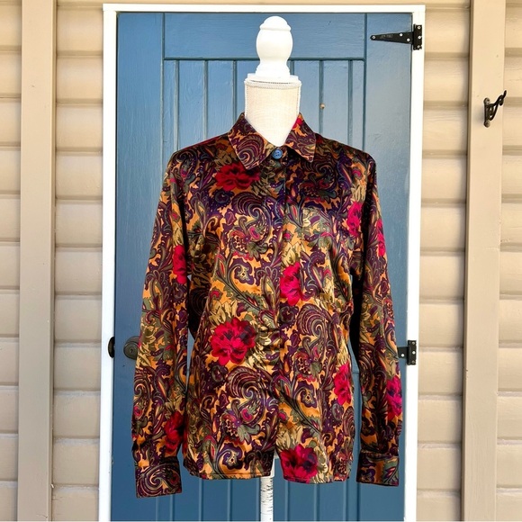 Dior Tops - Vintage Christian Dior Chemises Vintage Rayon Button Down Blouse Women’s Size 6